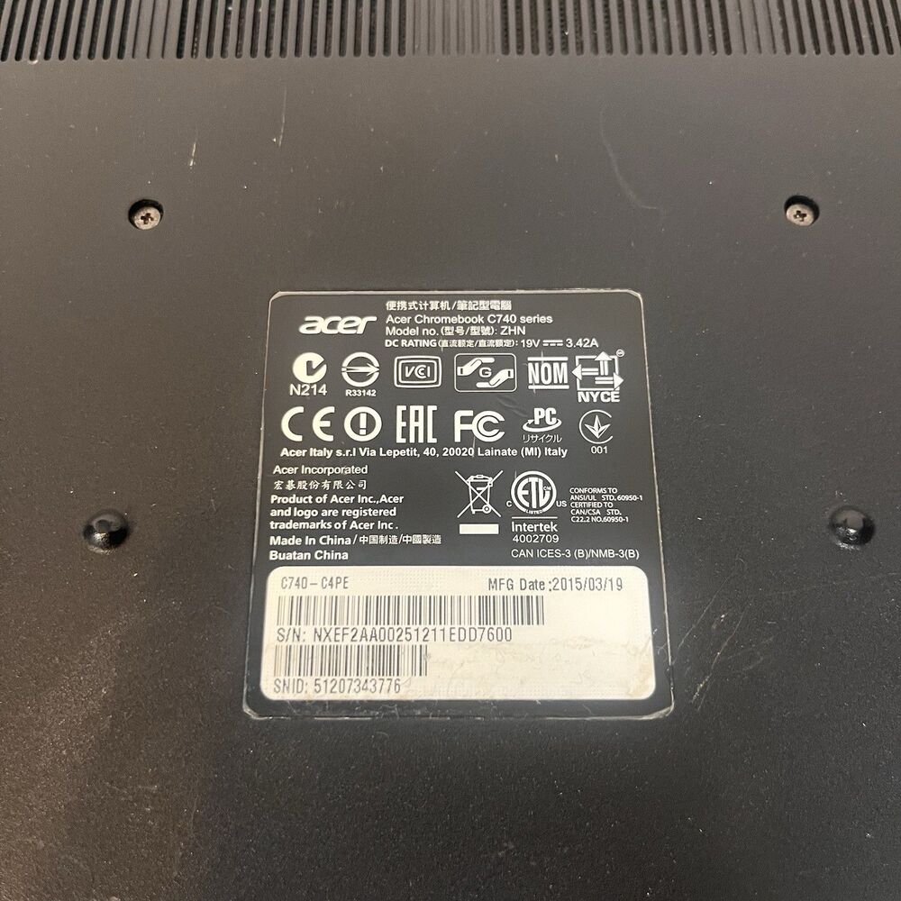 Acer C740-C4PE 11.6" Chromebook Intel 4GB RAM 16GB SSD Good Condition With USBC - Picture 9 of 9